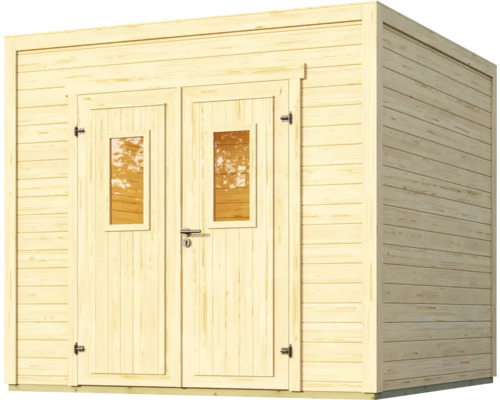 Abri de jardin en bois avec double porte et fenêtres