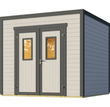 Abri de jardin en bois avec double porte et fenêtres