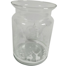 Glasvase mit Winterwald- und Hirschmotiv