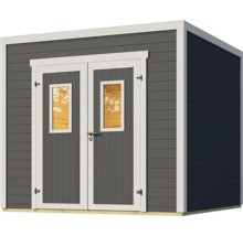 Abri de jardin en bois avec double porte et fenêtres