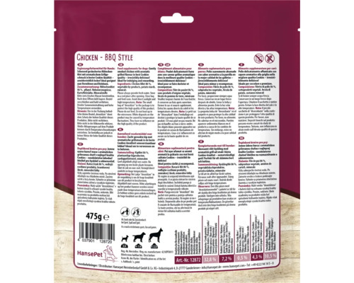 Hansepet Chicken BBQ Style aliment complémentaire pour chiens 475g