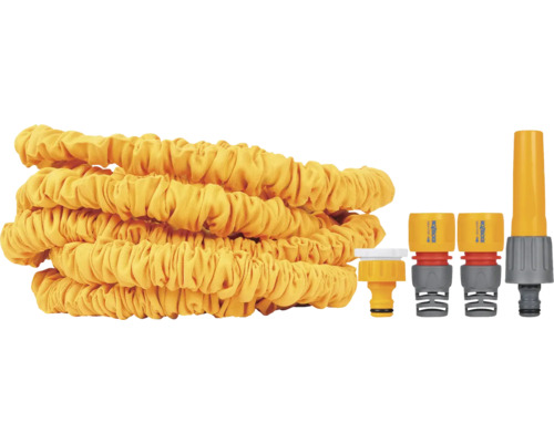 Dehnbarer Gartenschlauch mit Anschlussstücken