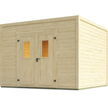 Abri de jardin en bois avec double porte et fenêtres