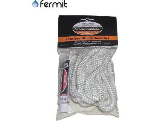 Fermit Glasfaser Rundschnur Set mit Dichtschnurkleber und Schamottkleber