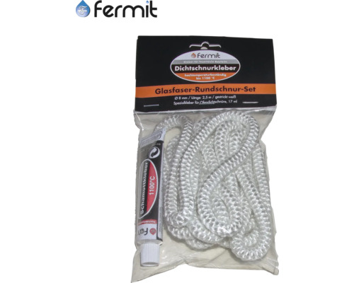 Fermit Glasfaser Rundschnur Set mit Dichtschnurkleber und Schamottkleber