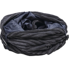 Cache-cou en velours côtelé gris foncé avec fermeture à bouton