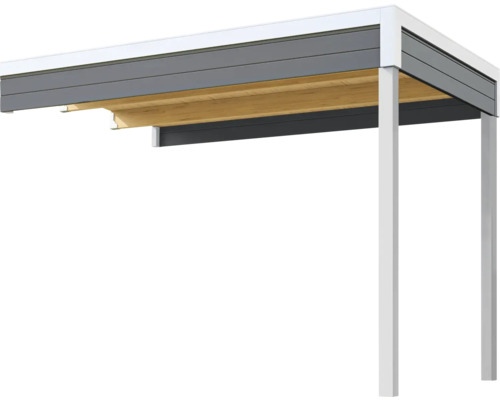 Extension de toiture abri de jardin Outdoor Life Felix 1,5/Fynn 1,5 300 x 200 cm gris carbone Abri de voiture avec poteaux en acier et toit gris