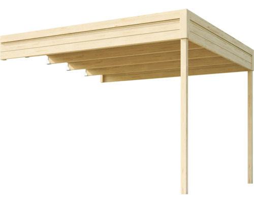 Extension de toiture abri de jardin Outdoor Life Felix 3/Fynn 3 300 x 300 cm nature Carport en bois avec poteaux et toit