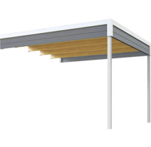 Pergola avec décor bois et cadre en aluminium