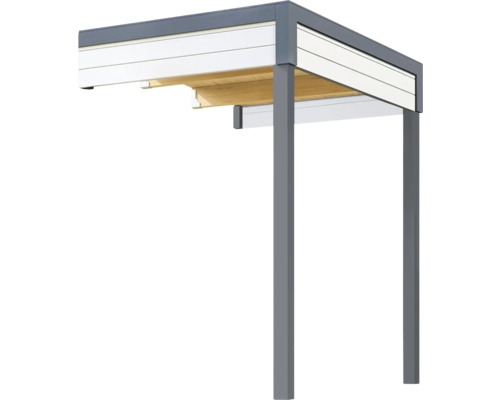Extension de toiture abri de jardin Outdoor Life Felix 1,5/Fynn 1,5 150 x 200 cm gris clair Pergola de terrasse autoportante avec toit à lamelles et poteaux de support.