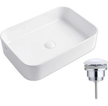 Vasque à poser en céramique avec garniture de vidange