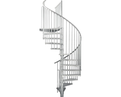 Pertura Spindeltreppe Stahl feuerverzinkt Ø 120 cm Grau 12 Stück Stufen - 13 Steigungen Metallwendeltreppe