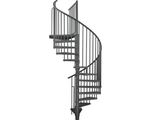 Pertura Spindeltreppe Stahl feuerverzinkt Stahl pulverbeschichtet Ø 120 cm Anthrazit 13 Stück Stufen - 14 Steigungen Stahl-Wendeltreppe mit Geländer für den Aussenbereich