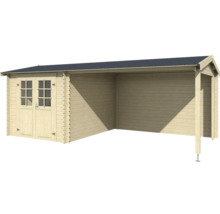 Abri de jardin en bois avec double porte et auvent