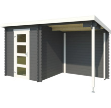 Abri de jardin avec véranda et porte à vitres