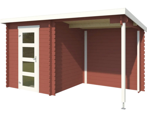 Abri de jardin en bois avec porte et espace couvert