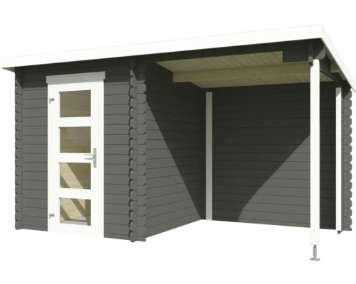 Abri de jardin avec porte et terrasse couverte