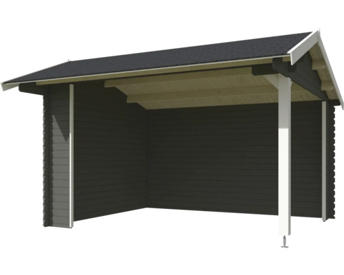 Offener Unterstand aus Holz mit Dach für den Aussenbereich