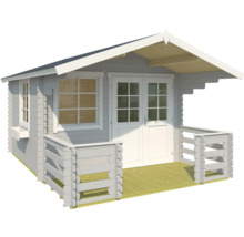 Abri de jardin gris avec fenêtre et double porte