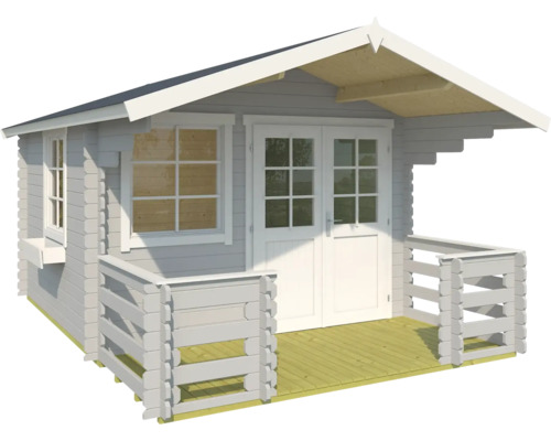 Abri de jardin gris avec fenêtre et double porte