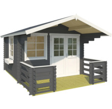 Abri de jardin avec double porte, fenêtre et petit auvent