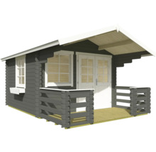 Maison de jardin en bois avec terrasse, fenêtre et double porte