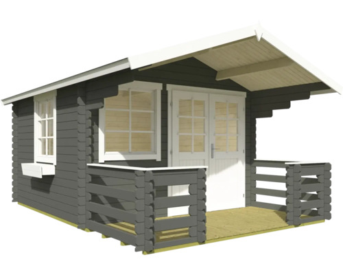 Maison de jardin en bois avec terrasse, fenêtre et double porte