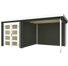 Abri de jardin en bois avec porte double et espace couvert