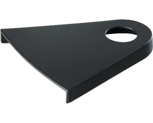 Schwarze Winkelkonsole mit Bohrung zur Befestigung