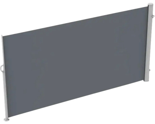 Seitenmarkise ausziehbar 1,6x3 Stoff Uni anthrazit Gestell RAL 9006 weissaluminium mit abnehmbarem Pfosten