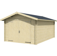 Garage en bois avec toit en pente et double porte