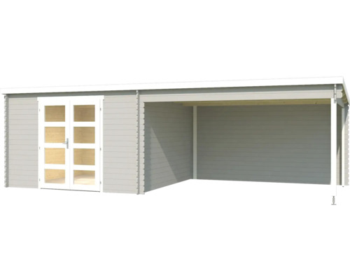 Abri de jardin avec porte double et annexe