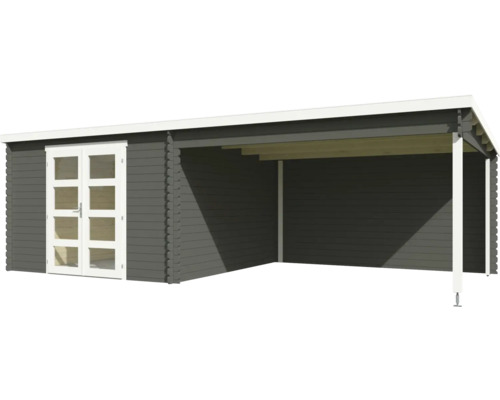 Abri de jardin gris avec toit et double porte