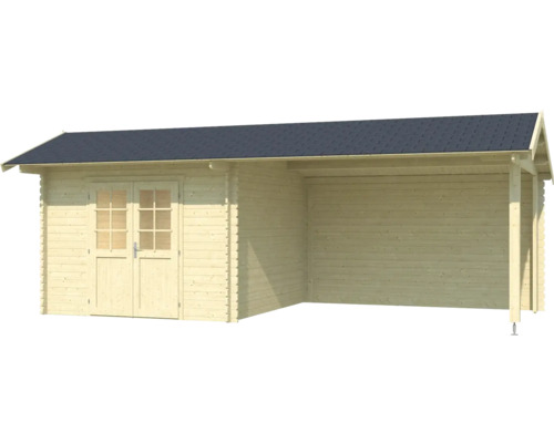 Maison de jardin en bois avec annexe et porte double