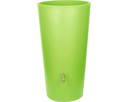 Grüne Regentonne mit Wasserhahn