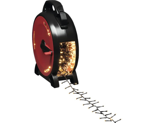 Guirlande lumineuse grappe LED Konstsmide longueur du câble d’alimentation 10 m 1000 LED couleur d’éclairage ambre Guirlande lumineuse sur enrouleur de câble