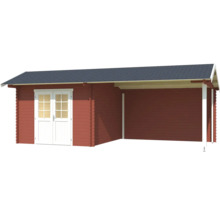 Abri de jardin en bois avec double porte et abri couvert