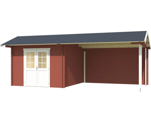 Abri de jardin en bois avec double porte et abri couvert