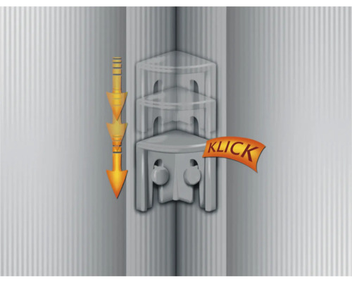 Système de clic pour le montage d''étagères d''angle