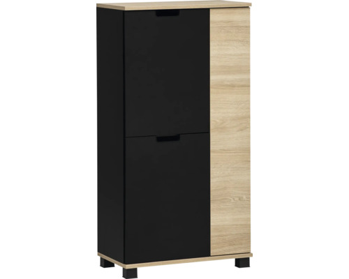 Möbelpartner Highboard Emmik BxHxT 59.8 x 116.9 x 32.6 cm Frontfarbe eiche schwarz Schuhschrank mit zwei Türen