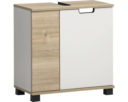 Möbelpartner Waschbeckenunterschrank Emmik BxHxT 59.8 x 62.4 x 32.6 cm Frontfarbe eiche weiss Waschbeckenunterschrank mit Tür und Schublade