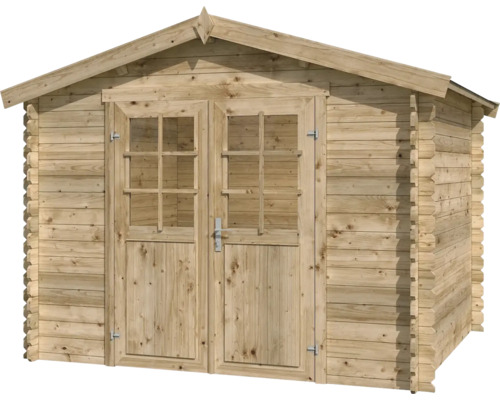 Abri de jardin en bois avec double porte et fenêtres
