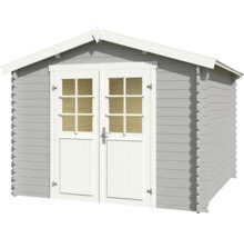 Abri de jardin gris avec double porte