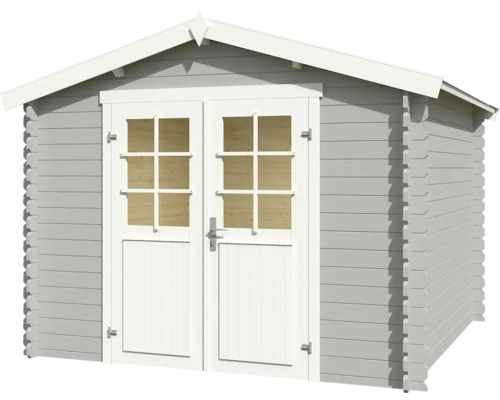 Abri de jardin gris avec double porte