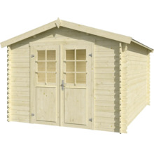 Abri de jardin en bois avec porte double et fenêtres