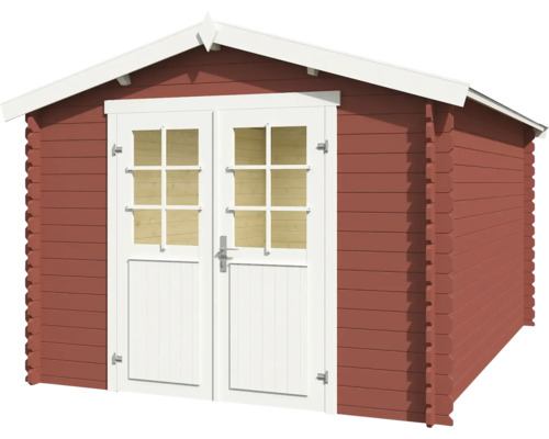 Abri de jardin en bois avec porte double et fenêtres