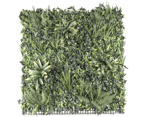 Künstliche Pflanzenwand Blätter Premium 100 x 100 cm Künstliche grüne Wandmatte mit verschiedenen Pflanzenarten zur Dekoration