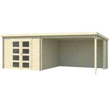 Abri de jardin en bois avec double porte et annexe