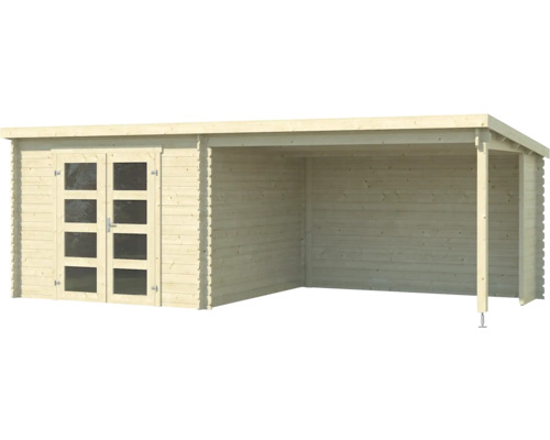 Abri de jardin en bois avec double porte et annexe