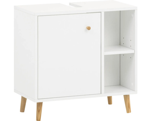 Meuble sous-lavabo Möbelpartner Bjarne lxhxp 60.2x59.3x33.05 cm couleur de façade blanc Meuble sous-lavabo avec porte et étagères
